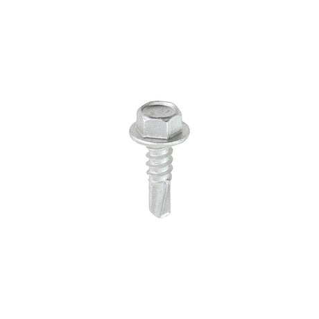 This is an image of Timco - Metal Construction Light Section Screws - Hex - Self-Drilling - Exterior - Silver Organic 5.5 x 19mm - (100 PCS Box) L19B