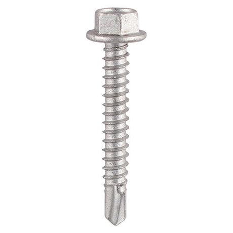 This is an image of Timco - Metal Construction Light Section Screws - Hex - Self-Drilling - Exterior - Silver Organic 5.5 x 25mm - (200 PCS TIMbag) L25BB