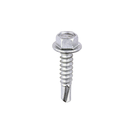 This is an image of Timco - Metal Construction Light Section Screws - Hex - Self-Drilling - Exterior - Silver Organic 5.5 x 25mm - (100 PCS Box) L25B