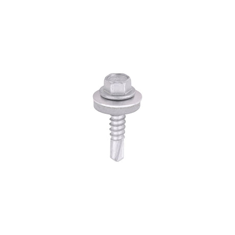 This is an image of Timco - Metal Construction Light Section Screws - Hex - EPDM Washer - Self-Drilling - Exterior - Silver Organic 5.5 x 25mm - (100 PCS Box) L25W16B