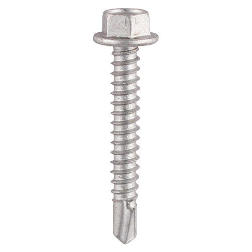 This is an image of Timco - Metal Construction Light Section Screws - Hex - Self-Drilling - Exterior - Silver Organic 5.5 x 32mm - (160 PCS TIMbag) L32BB