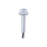 This is an image of Timco - Metal Construction Light Section Screws - Hex - Self-Drilling - Exterior - Silver Organic 5.5 x 32mm - (100 PCS Box) L32B