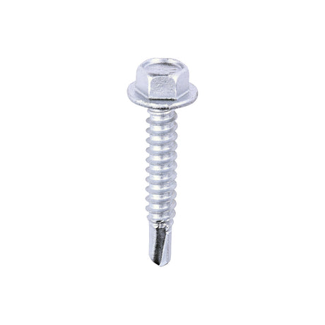 This is an image of Timco - Metal Construction Light Section Screws - Hex - Self-Drilling - Exterior - Silver Organic 5.5 x 32mm - (100 PCS Box) L32B