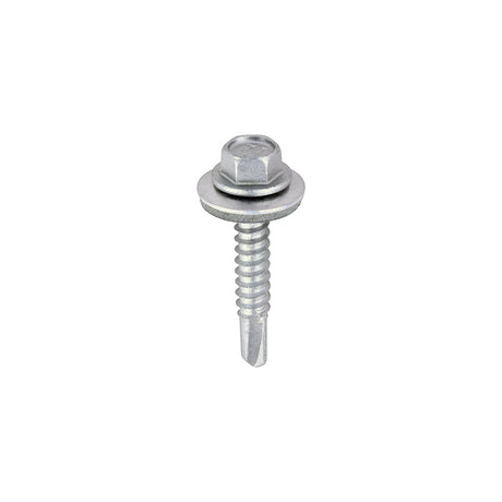 This is an image of Timco - Metal Construction Light Section Screws - Hex - EPDM Washer - Self-Drilling - Exterior - Silver Organic 5.5 x 32mm - (100 PCS Box) L32W16B