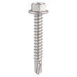 This is an image of Timco - Metal Construction Light Section Screws - Hex - Self-Drilling - Exterior - Silver Organic 5.5 x 38mm - (150 PCS TIMbag) L38BB