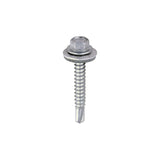 This is an image of Timco - Metal Construction Light Section Screws - Hex - EPDM Washer - Self-Drilling - Exterior - Silver Organic 5.5 x 38mm - (100 PCS Box) L38W16B