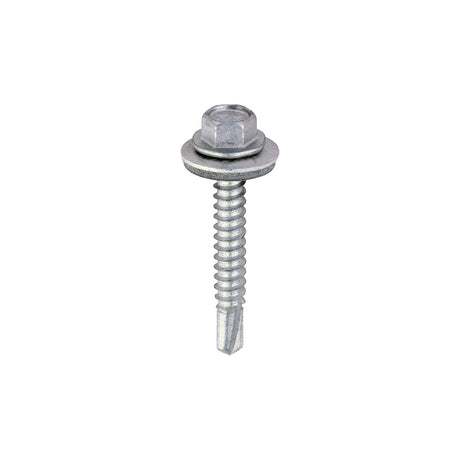 This is an image of Timco - Metal Construction Light Section Screws - Hex - EPDM Washer - Self-Drilling - Exterior - Silver Organic 5.5 x 38mm - (100 PCS Box) L38W16B