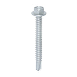 This is an image of Timco - Metal Construction Light Section Screws - Hex - Self-Drilling - Exterior - Silver Organic 5.5 x 50mm - (100 PCS Box) L50B
