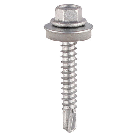 This is an image of Timco - Metal Construction Light Section Screws - Hex - EPDM Washer - Self-Drilling - Exterior - Silver Organic 5.5 x 50mm - (85 PCS TIMbag) L50W16BB