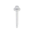 This is an image of Timco - Metal Construction Light Section Screws - Hex - EPDM Washer - Self-Drilling - Exterior - Silver Organic 5.5 x 50mm - (100 PCS Box) L50W16B