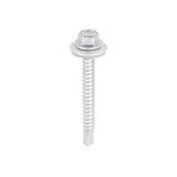 This is an image of Timco - Metal Construction Light Section Screws - Hex - EPDM Washer - Self-Drilling - Exterior - Silver Organic 5.5 x 50mm - (100 PCS Box) L50W16B