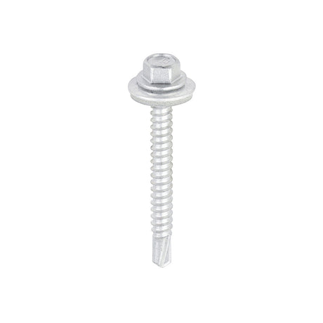 This is an image of Timco - Metal Construction Light Section Screws - Hex - EPDM Washer - Self-Drilling - Exterior - Silver Organic 5.5 x 50mm - (100 PCS Box) L50W16B