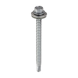 This is an image of Timco - Metal Construction Light Section Screws - Hex - EPDM Washer - Self-Drilling - Exterior - Silver Organic 5.5 x 70mm - (100 PCS Box) L70W16B