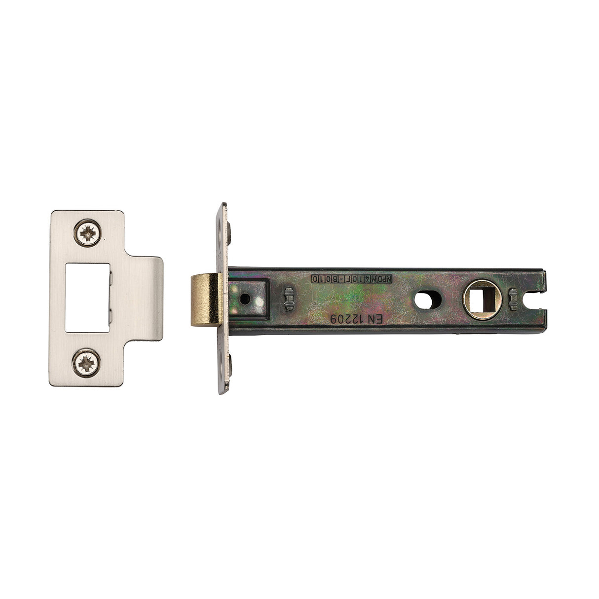 High quality image of the CE Tubular Latch 4" Satin Nickel/ Chrome Finish | Sku. lal0083-sn-sc | Discounted prices available from Trade Door Handles