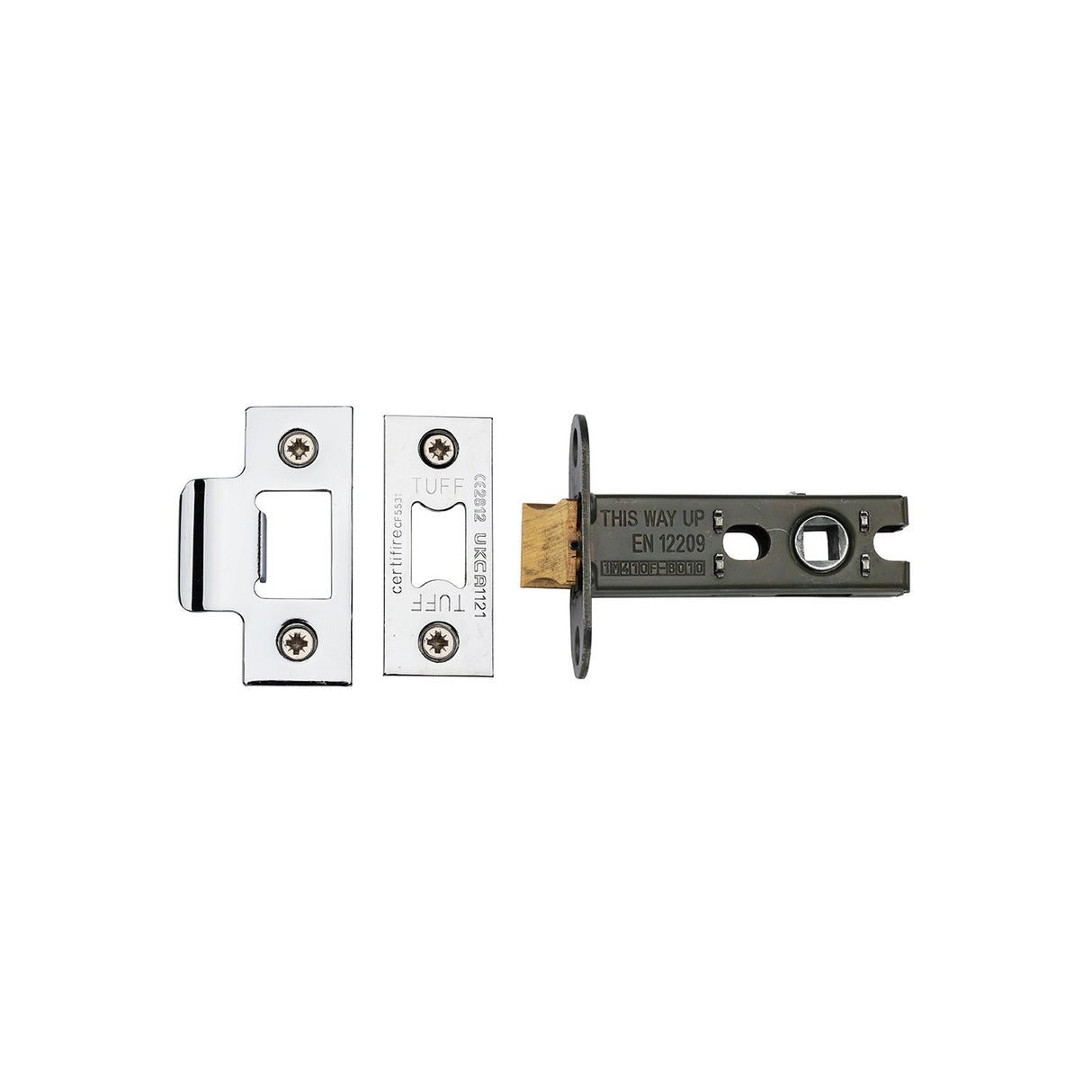 High quality image of the CE Heavy Duty Tubular Latch 3 Polished Chrome/Nickel Finish
 | Sku. lal0137-pc-pn | Discounted prices available from Trade Door Handles