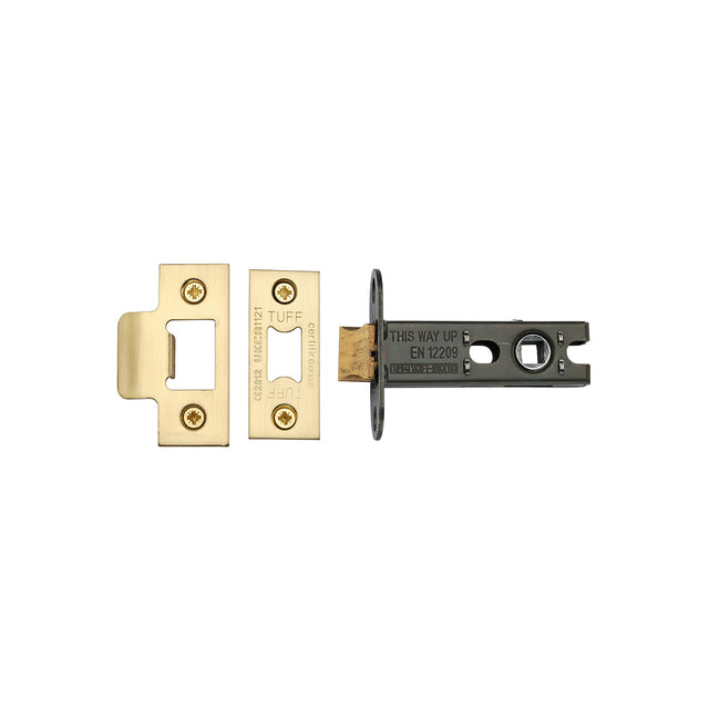 High quality image of the CE Heavy Duty Tubular Latch 3" Satin Brass Finish | Sku. lal0137-sb | Discounted prices available from Trade Door Handles