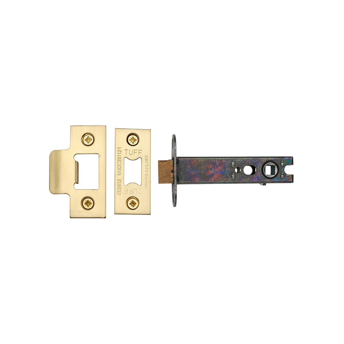 High quality image of the CE Heavy Duty Tubular Latch 4" Satin Brass Finish | Sku. lal0138-sb | Discounted prices available from Trade Door Handles