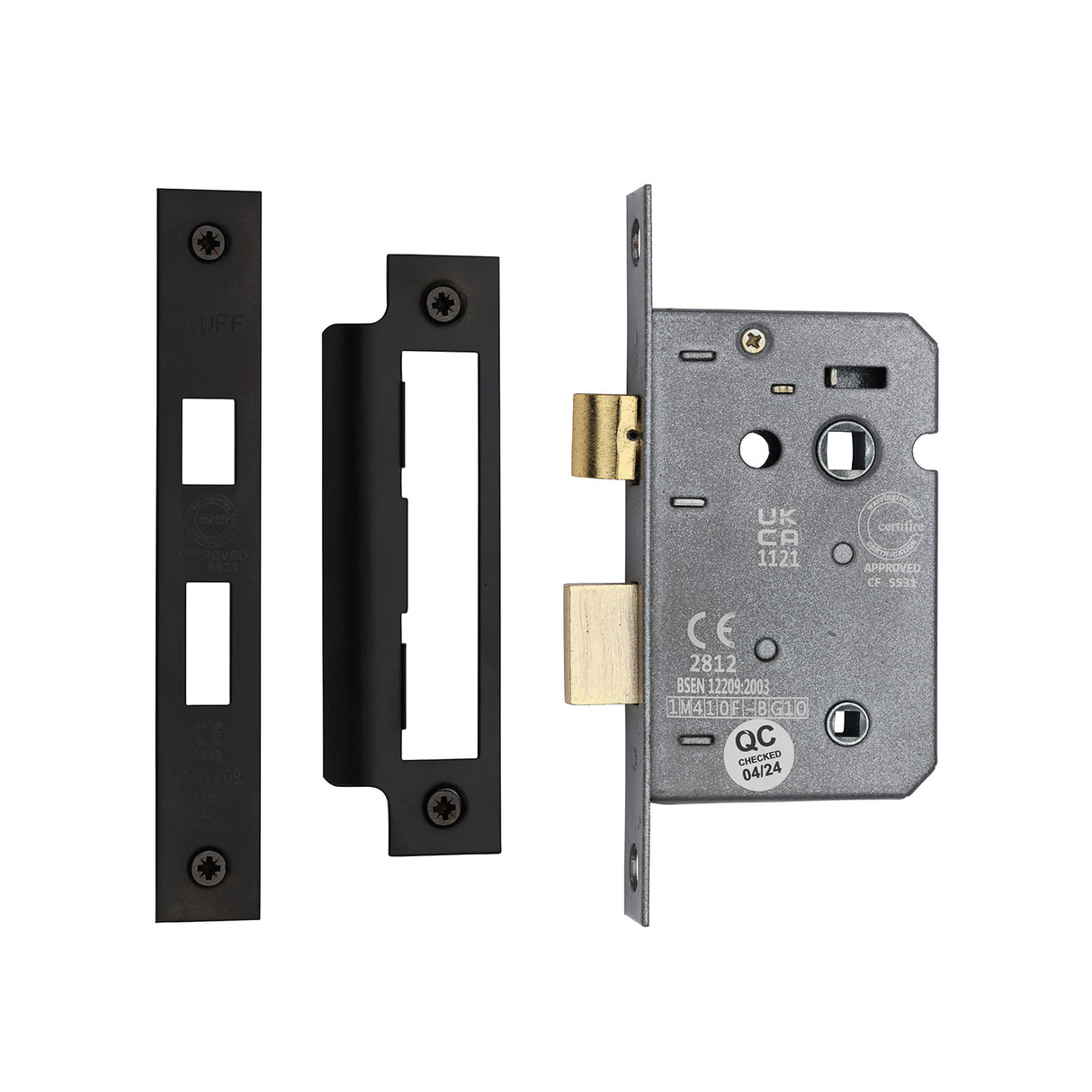 High quality image of the CE 3 Lever Bathroom Lock 2 1/2" Matt Black Finish | Sku. lal1422-blk | Discounted prices available from Trade Door Handles