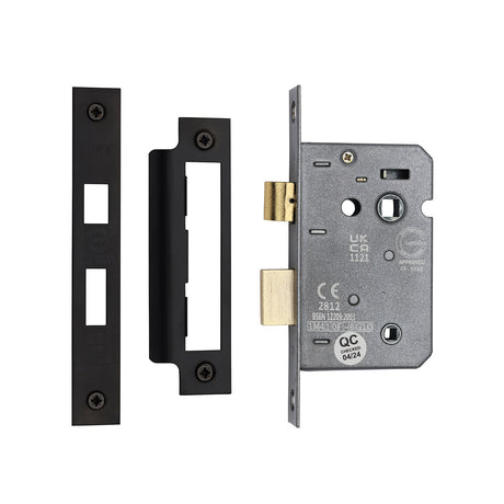 High quality image of the CE 3 Lever Bathroom Lock 2 1/2" Matt Black Finish | Sku. lal1422-blk | Discounted prices available from Trade Door Handles