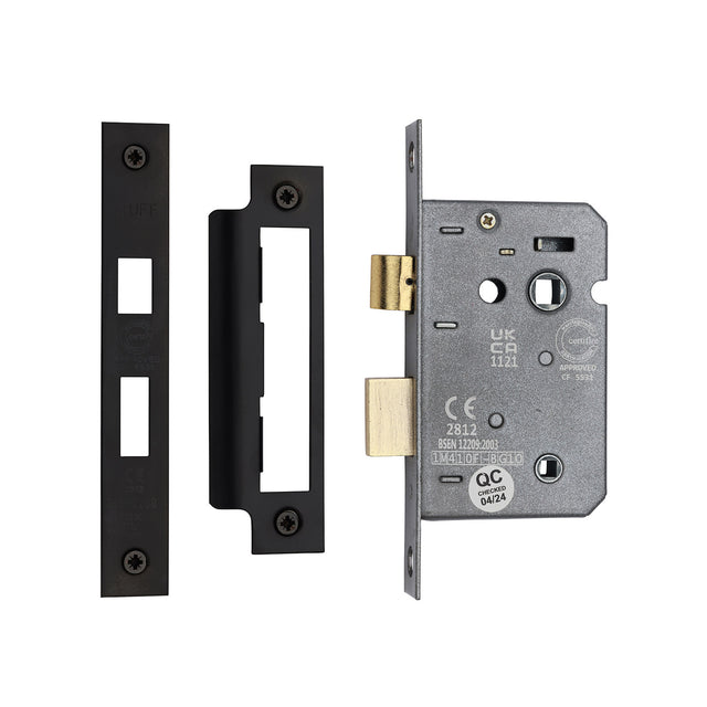 High quality image of the CE 3 Lever Bathroom Lock 2 1/2" Matt Black Finish | Sku. lal1422-blk | Discounted prices available from Trade Door Handles