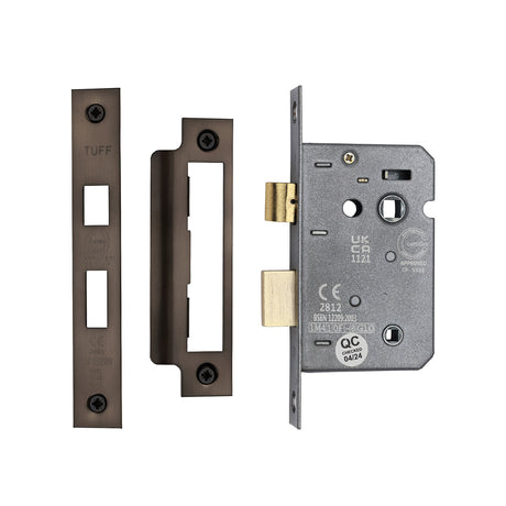 High quality image of the CE 3 Lever Bathroom Lock 2 1/2" Matt Bronze Finish | Sku. lal1422-mb | Discounted prices available from Trade Door Handles