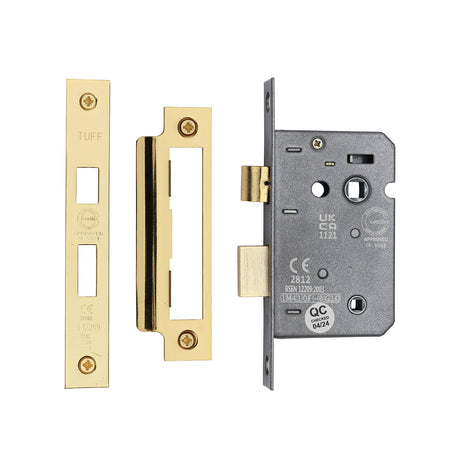 High quality image of the CE 3 Lever Bathroom Lock 2 1/2" Polished Brass Finish | Sku. lal1422-pb | Discounted prices available from Trade Door Handles