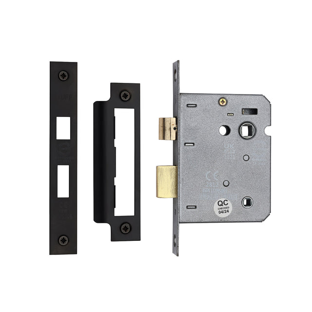 High quality image of the CE 3 Lever Bathroom Lock 3" Matt Black Finish | Sku. lal1423-blk | Discounted prices available from Trade Door Handles