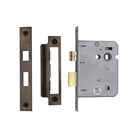 High quality image of the CE 3 Lever Bathroom Lock 3" Matt Bronze Finish | Sku. lal1423-mb | Discounted prices available from Trade Door Handles