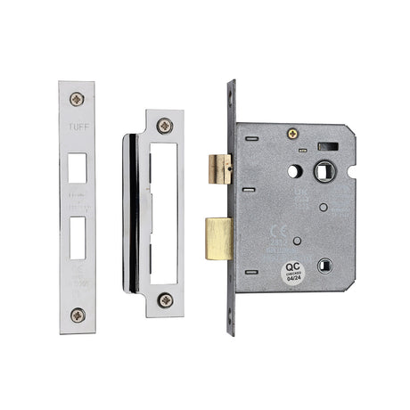 High quality image of the CE 3 Lever Bathroom Lock 3" Polished Chrome/Nickel Finish | Sku. lal1423-pc-pn | Discounted prices available from Trade Door Handles