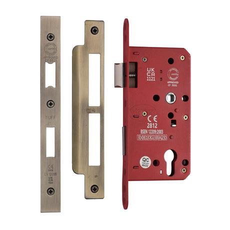 High quality image of the CE EuroProfile Lock Single Through (72mm Centre) Antique Brass Finish | Sku. lal1631-at | Discounted prices available from Trade Door Handles