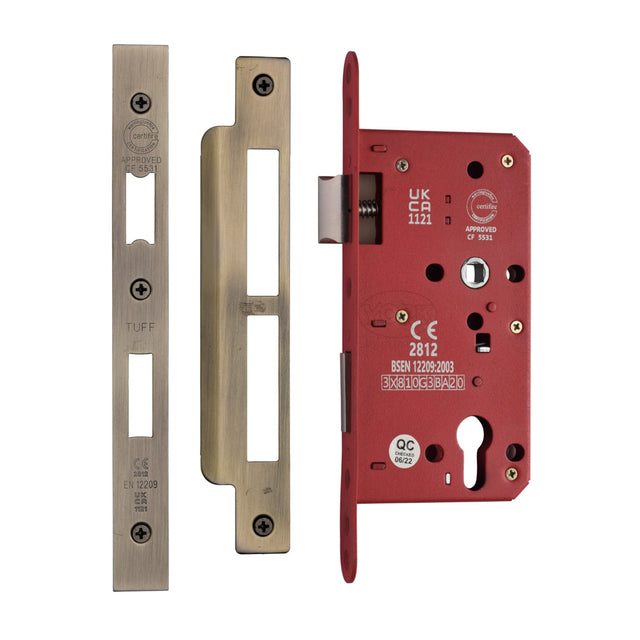 High quality image of the CE EuroProfile Lock Single Through (72mm Centre) Antique Brass Finish | Sku. lal1631-at | Discounted prices available from Trade Door Handles
