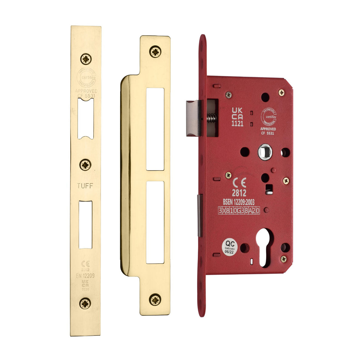 High quality image of the CE EuroProfile Lock Single Through (72mm Centre) Polished Brass Finish | Sku. lal1631-pb | Discounted prices available from Trade Door Handles