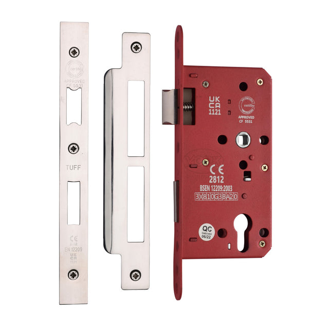 High quality image of the CE EuroProfile Lock Single Through (72mm Centre) Polished Chrome/Nickel Finish | Sku. lal1631-pc-pn | Discounted prices available from Trade Door Handles