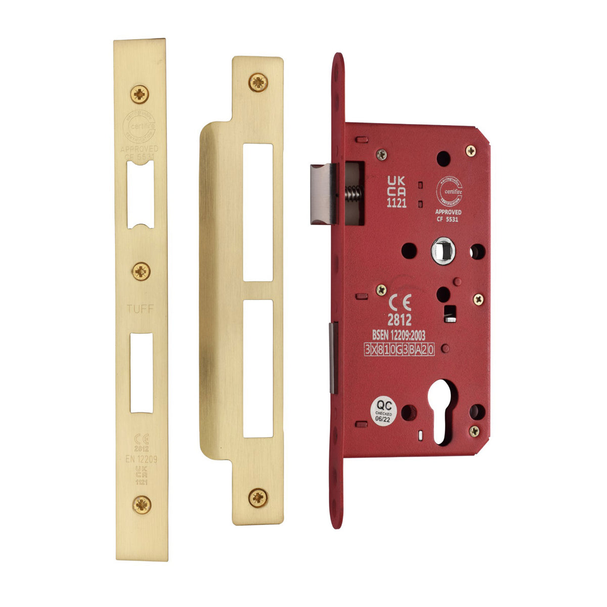 High quality image of the CE EuroProfile Lock Single Through (72mm Centre) Satin Brass Finish | Sku. lal1631-sb | Discounted prices available from Trade Door Handles