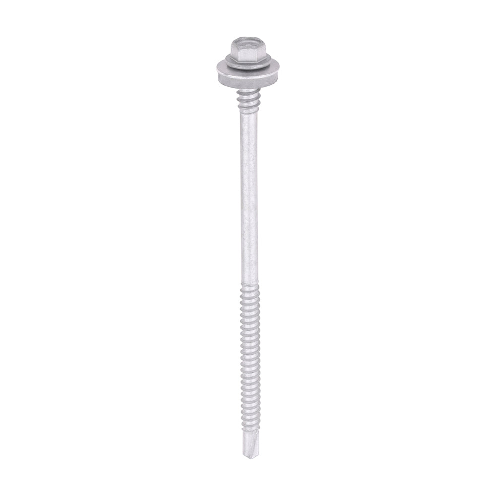 This is an image of Timco - Metal Construction Composite Panel Screws - Hex - EPDM Washer - Self-Drilling - Exterior - Silver Organic 5.5/6.3 x 115mm - (100 PCS Box) LH115W16B