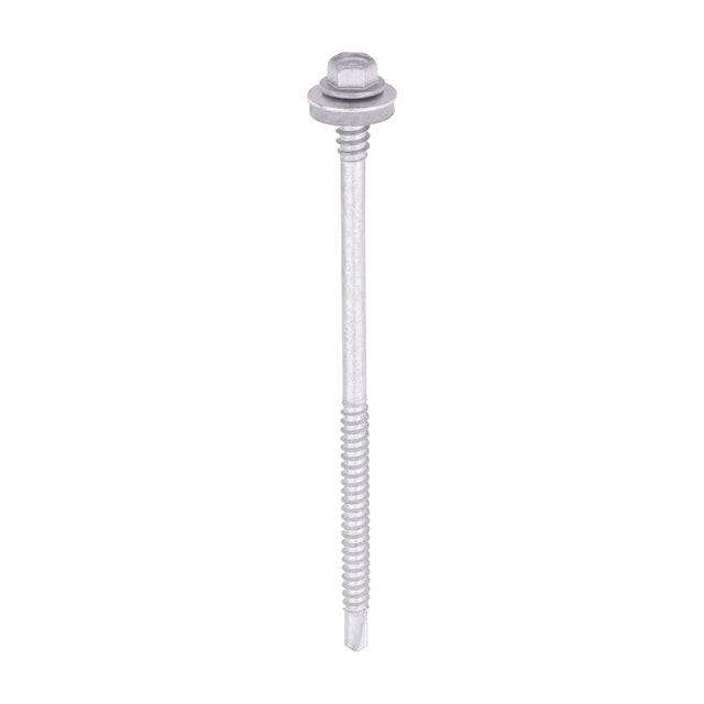 This is an image of Timco - Metal Construction Composite Panel Screws - Hex - EPDM Washer - Self-Drilling - Exterior - Silver Organic 5.5/6.3 x 115mm - (100 PCS Box) LH115W16B