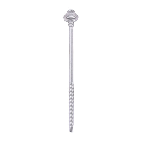 This is an image of Timco - Metal Construction Composite Panel Screws - Hex - EPDM Washer - Self-Drilling - Exterior - Silver Organic 5.5/6.3 x 150mm - (100 PCS Box) LH150W16B