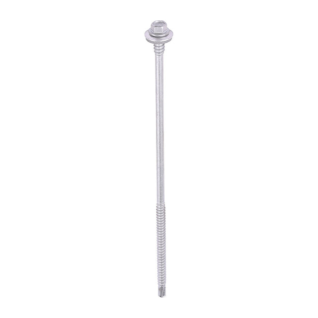This is an image of Timco - Metal Construction Composite Panel Screws - Hex - EPDM Washer - Self-Drilling - Exterior - Silver Organic 5.5/6.3 x 180mm - (50 PCS Box) LH180W16B