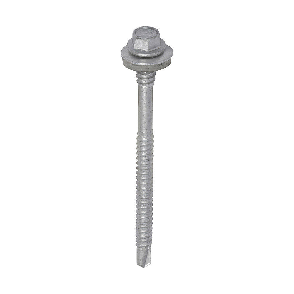 This is an image of Timco - Metal Construction Composite Panel Screws - Hex - EPDM Washer - Self-Drilling - Exterior - Silver Organic 5.5/6.3 x 82mm - (100 PCS Box) LH82W16B