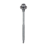 This is an image of Timco - Metal Construction Composite Panel Screws - Hex - EPDM Washer - Self-Drilling - Exterior - Silver Organic 5.5/6.3 x 98mm - (100 PCS Box) LH98W16B