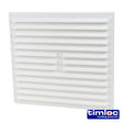 This is an image of Timco - Timloc Internal Plastic Louvre Grille Vent with Flyscreen - White - 1212WF 260 x 235mm (1 Each Bag) LOC1212WF