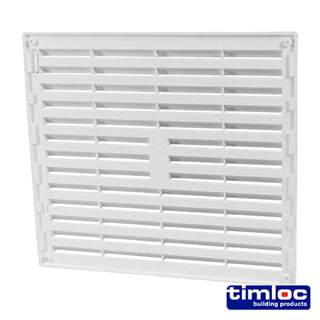 This is an image of Timco - Timloc Internal Plastic Louvre Grille Vent - White - 1212W 260 x 235mm (1 Each Bag) LOC1212W
