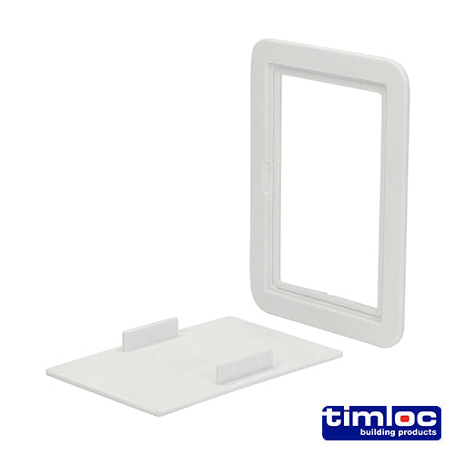 This is an image of Timco - Timloc Access Panel - Plastic - Clip Fit - White - AP110 115 x 165mm (1 Each Bag) LOCAP110