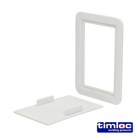 This is an image of Timco - Timloc Access Panel - Plastic - Clip Fit - White - AP110 115 x 165mm (1 Each Bag) LOCAP110
