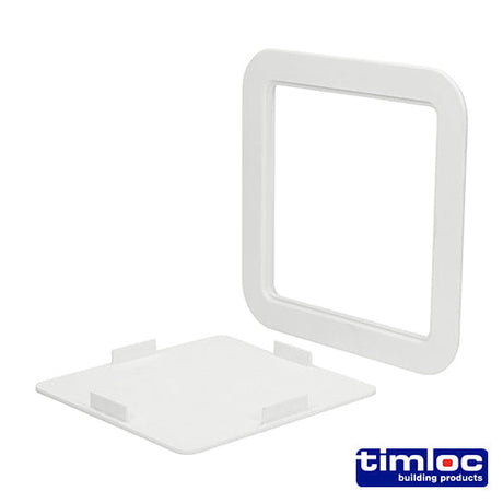 This is an image of Timco - Timloc Access Panel - Plastic - Clip Fit - White - AP200 205 x 205mm (1 Each Bag) LOCAP200