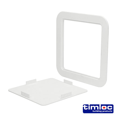 This is an image of Timco - Timloc Access Panel - Plastic - Clip Fit - White - AP200 205 x 205mm (1 Each Bag) LOCAP200