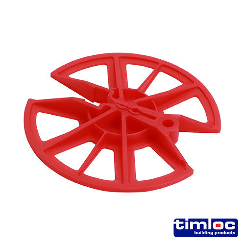 This is an image of Timco - Insulation Retaining Discs - Red 80mm Dia (250 Pieces Bag) LOCIRD80R