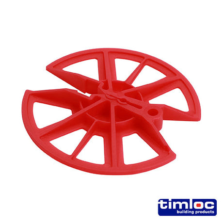 This is an image of Timco - Insulation Retaining Discs - Red 80mm Dia (250 Pieces Bag) LOCIRD80R