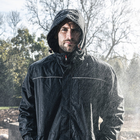 This is an image of Timco - Waterproof Lined Rain Jacket - Black X Large (1 Each Bag) LRJ1001XL