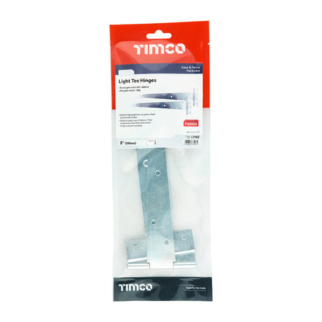 This is an image of Timco - Pair of Light Tee Hinges - Zinc 8" (1 Pairs TIMbag) LTH8Z